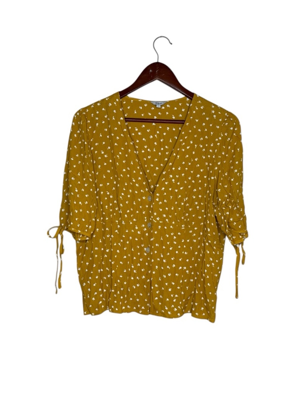 Rails Amelia Marigold Yellow Ditsy Floral Button Front Spring Summer Top Rayon